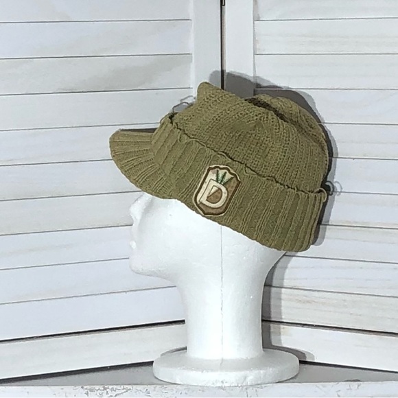 Vintage 70s 80s Knitted Cotton Visor Hat Tan Taupe OS - Picture 3 of 5